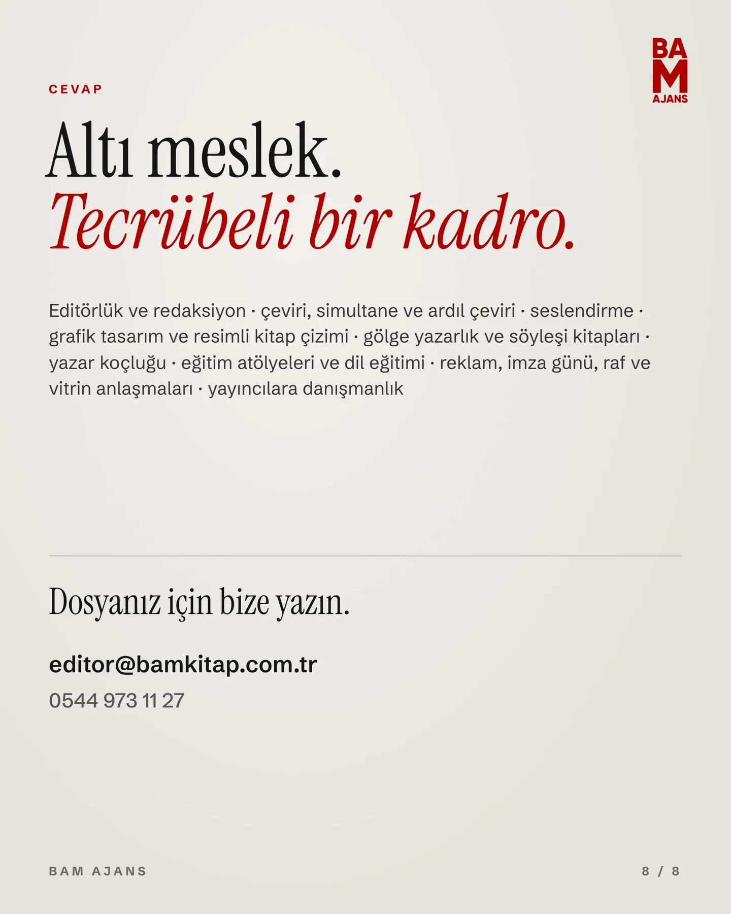 BAM Kitap Instagram gönderisi — bir kitabın arkasında kaç kişi çalışır karuseli, 8. kart