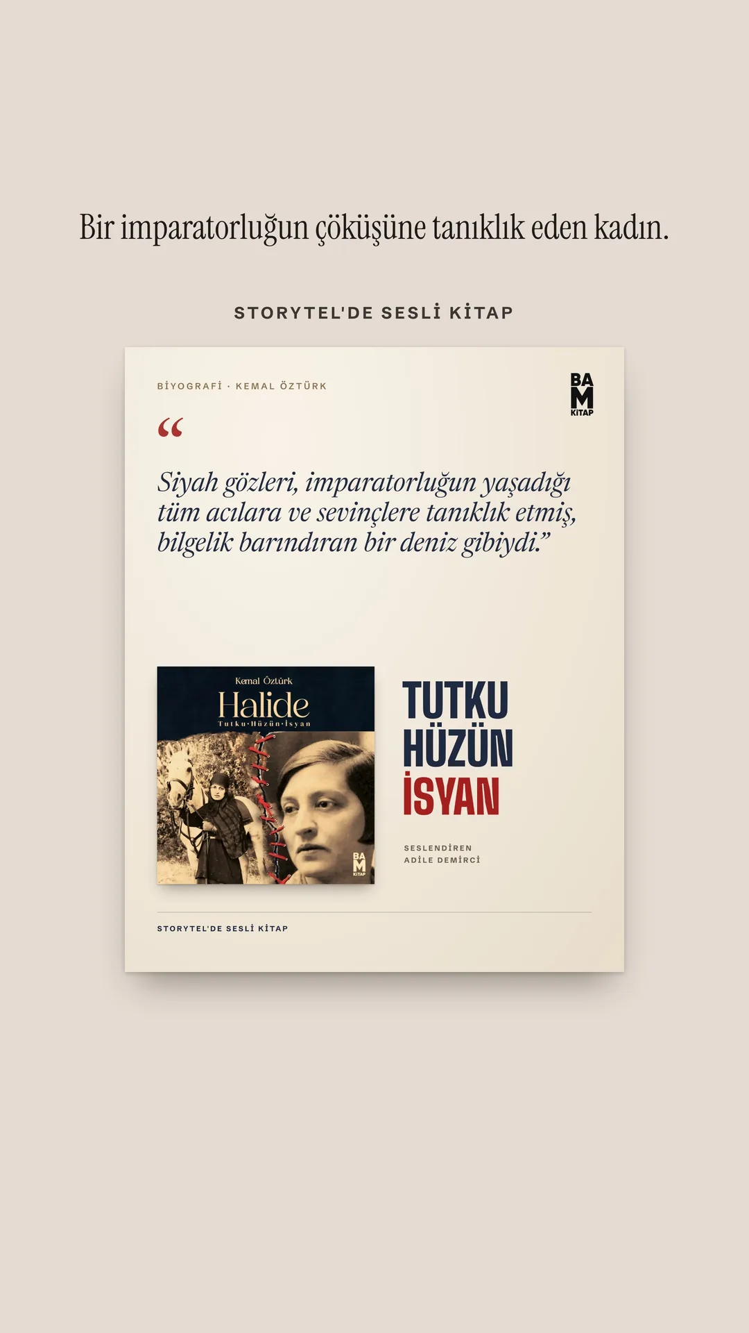 BAM Kitap Instagram hikâyesi — Halide