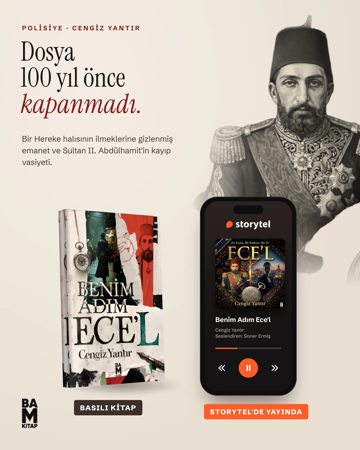 BAM Kitap Instagram gönderisi — Benim Adım Ece'l, basılı kitap ve Storytel ekranı