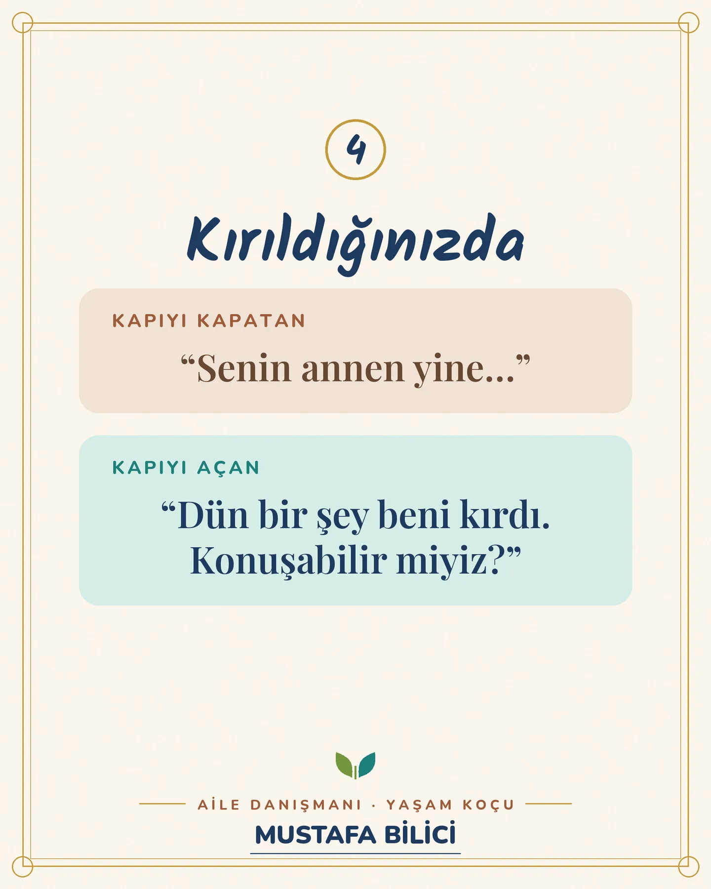 Çınar Ailem ben dili gönderisi 5. kart — kırıldığınızda: kapıyı kapatan ve kapıyı açan cümle