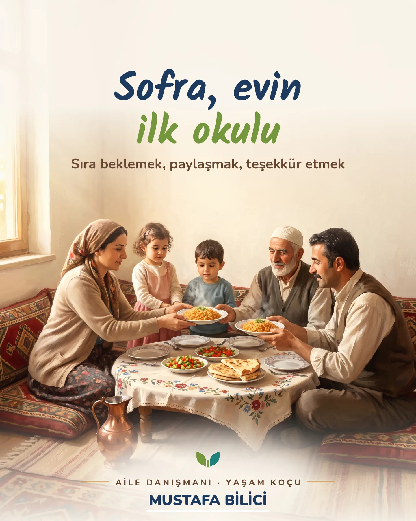Çınar Ailem Kökler serisi kartı — sofra, evin ilk okulu