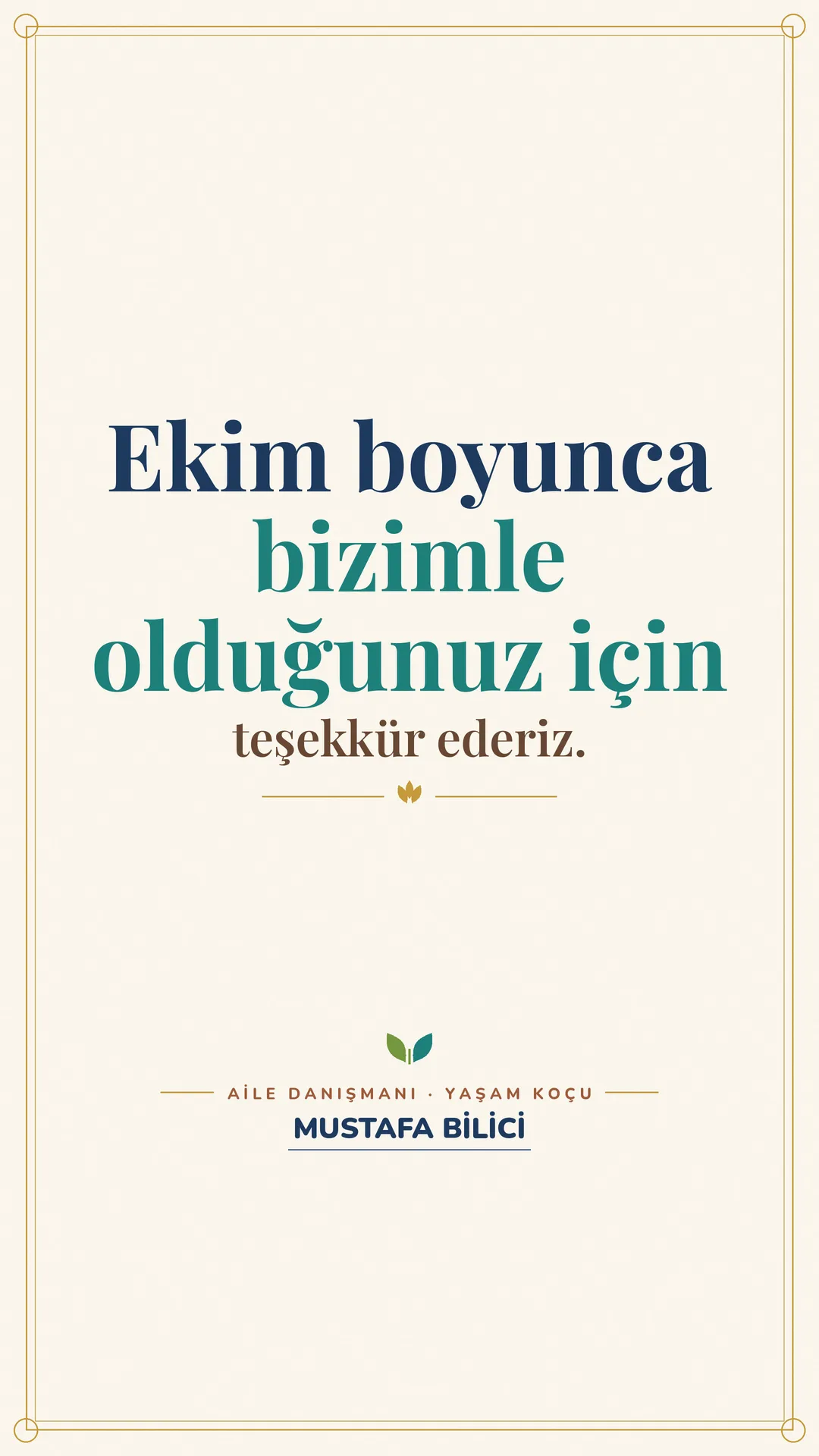 Çınar Ailem Instagram story görseli — Ekim boyunca bizimle olduğunuz için teşekkür
