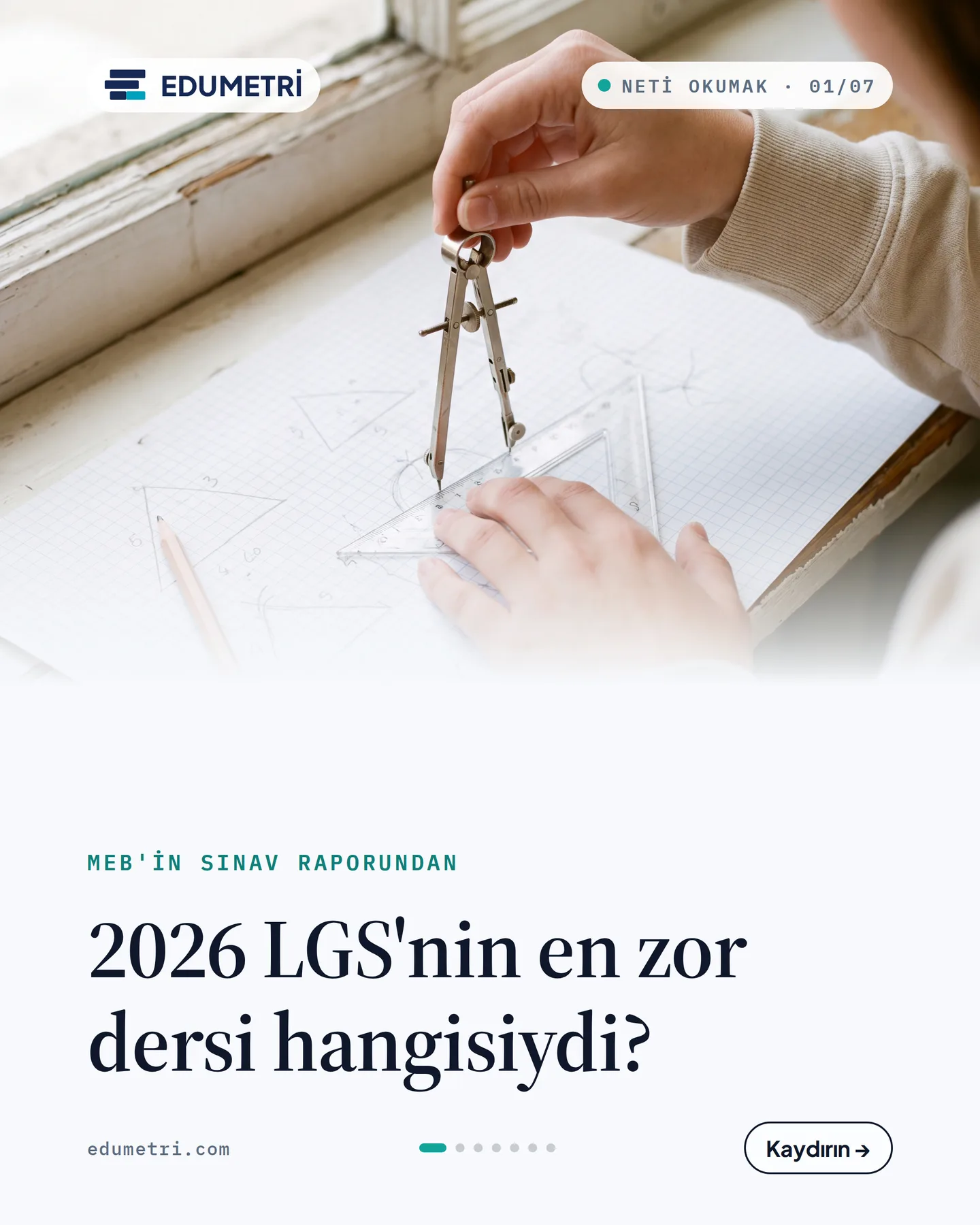 Edumetri kaydırmalı gönderi kapağı — "2026 LGS'nin en zor dersi hangisiydi?"