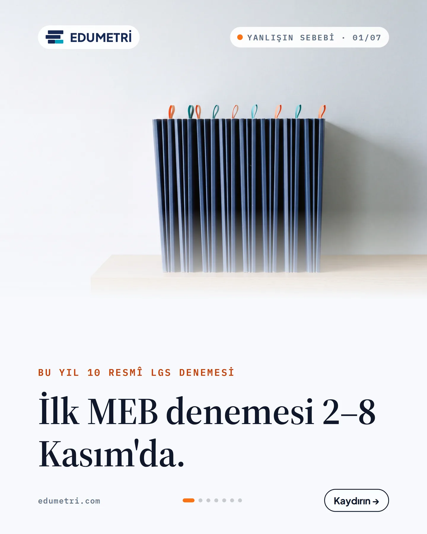 Edumetri kaydırmalı gönderi kapağı — "İlk MEB denemesi 2–8 Kasım'da."
