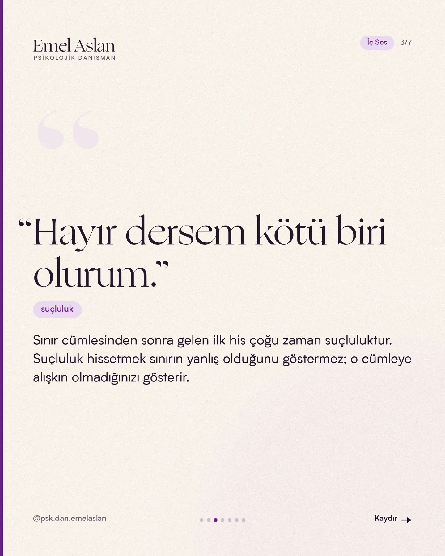 Emel Aslan "Hayır desem kırılır mı?" kaydırmalı gönderisi 3. kart