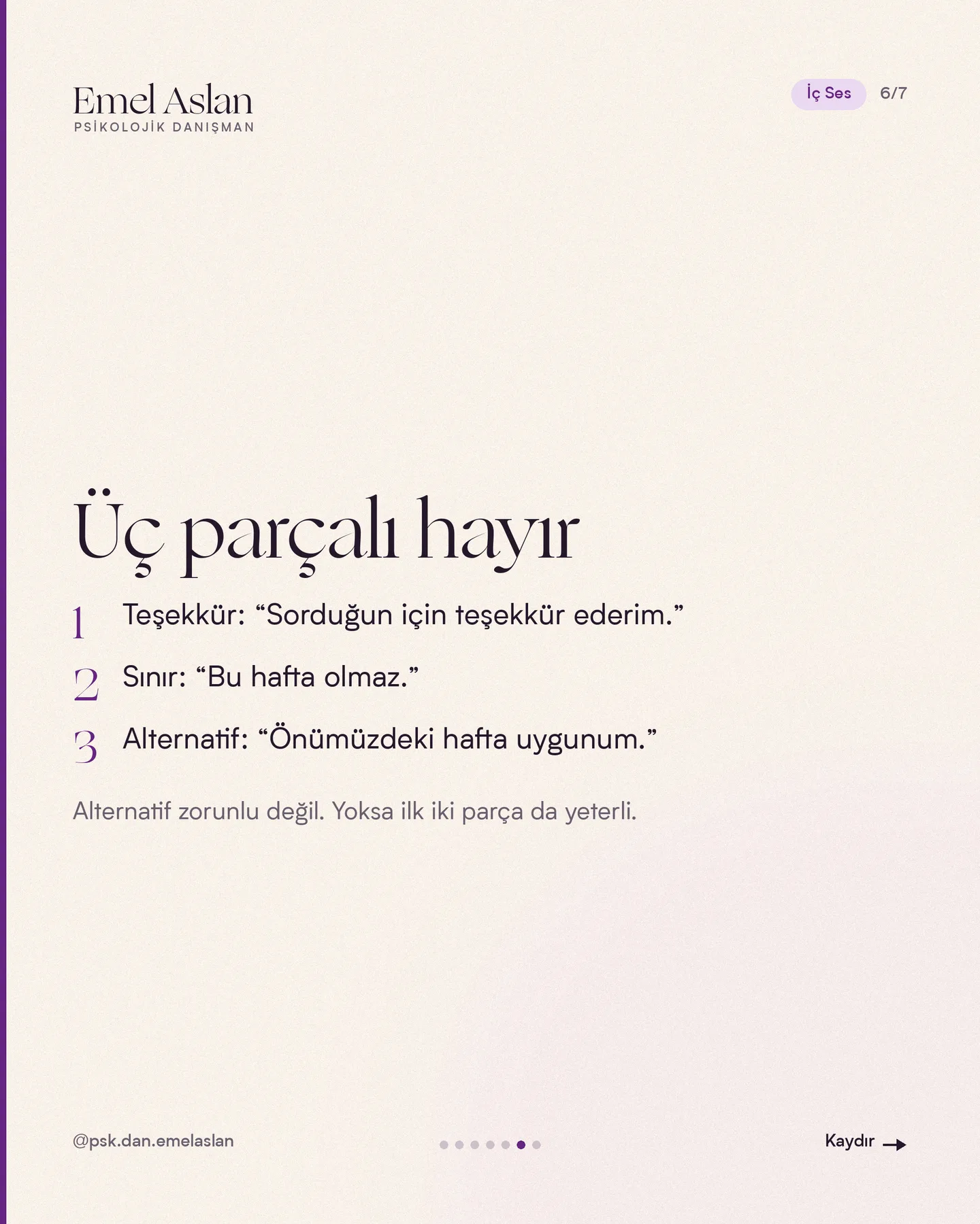 Emel Aslan "Hayır desem kırılır mı?" kaydırmalı gönderisi 6. kart