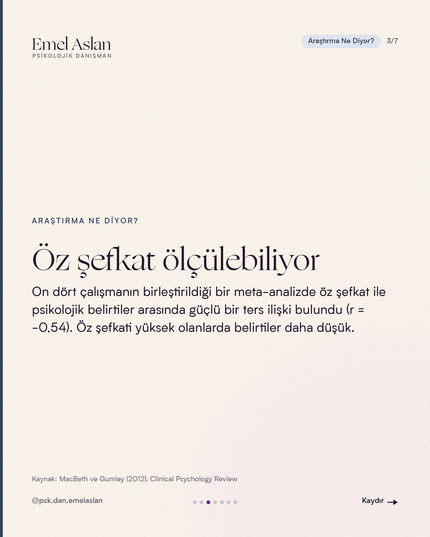 Emel Aslan öz şefkat üzerine "Araştırma Ne Diyor?" gönderisi 3. kart