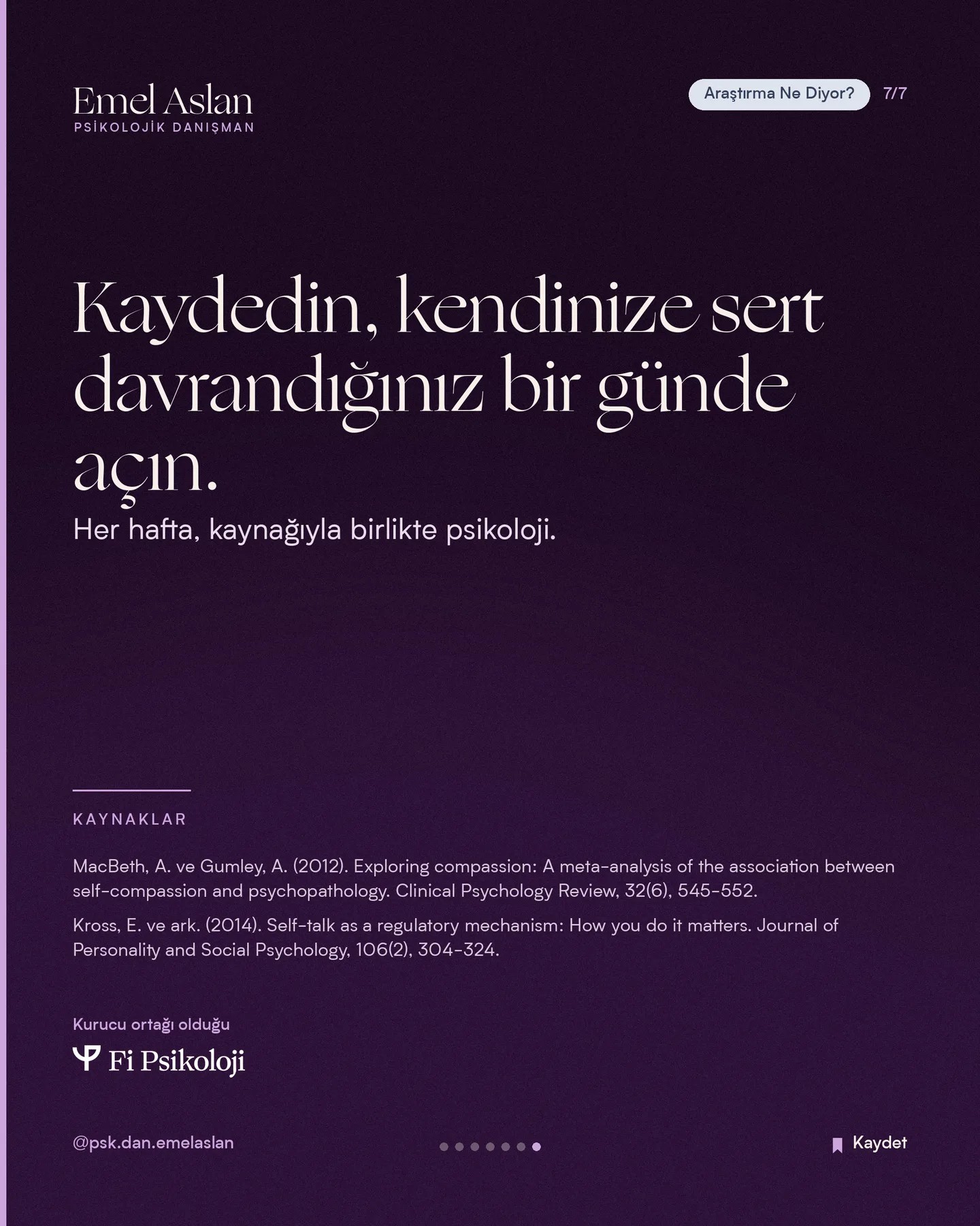 Emel Aslan öz şefkat üzerine "Araştırma Ne Diyor?" gönderisi 7. kart