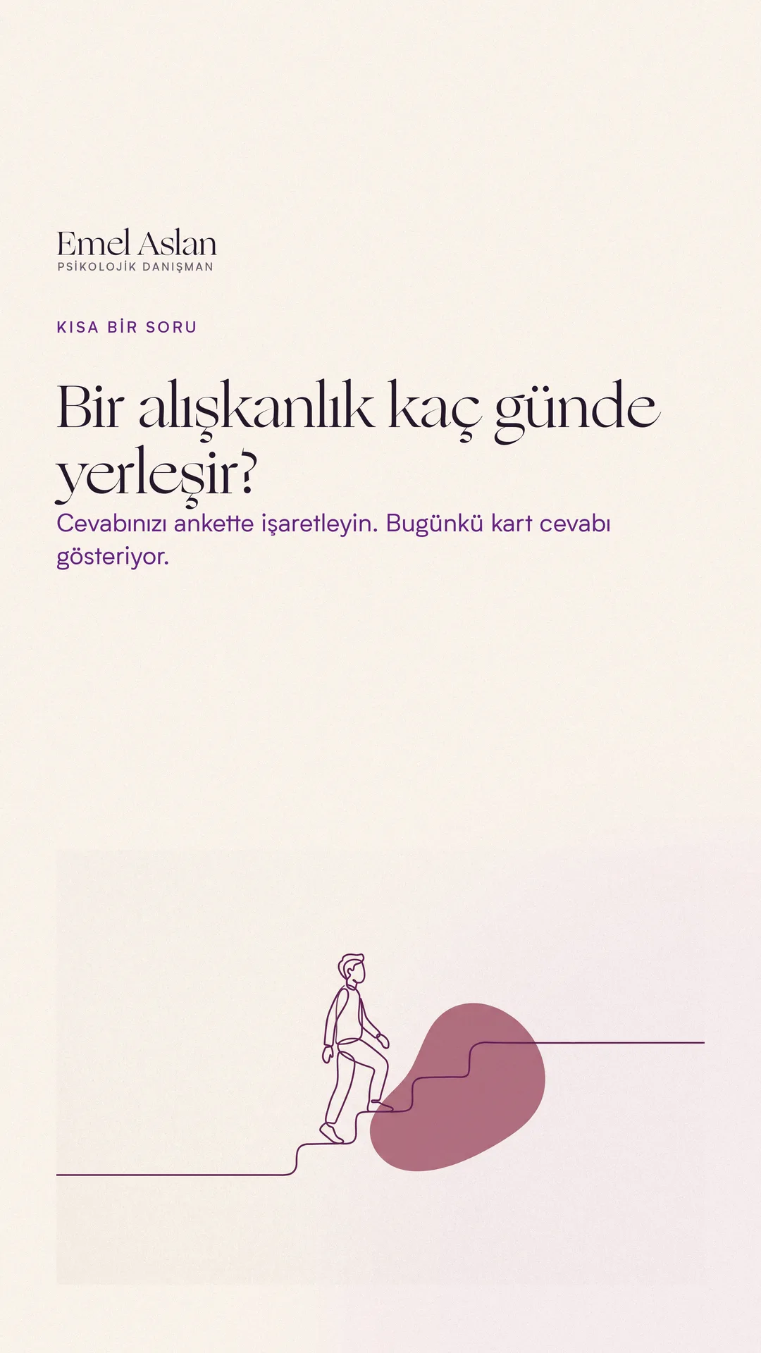 Emel Aslan Instagram story görseli — Anket: alışkanlık kaç günde yerleşir