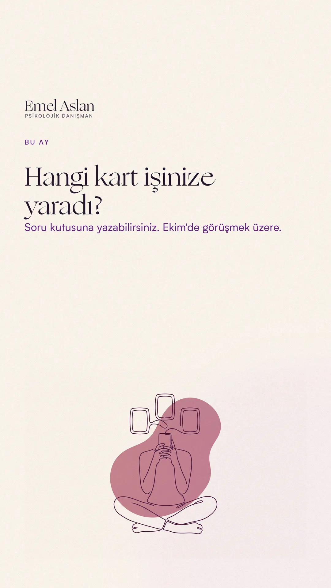 Emel Aslan Instagram story görseli — Ayın kapanışı: hangi kart işinize yaradı