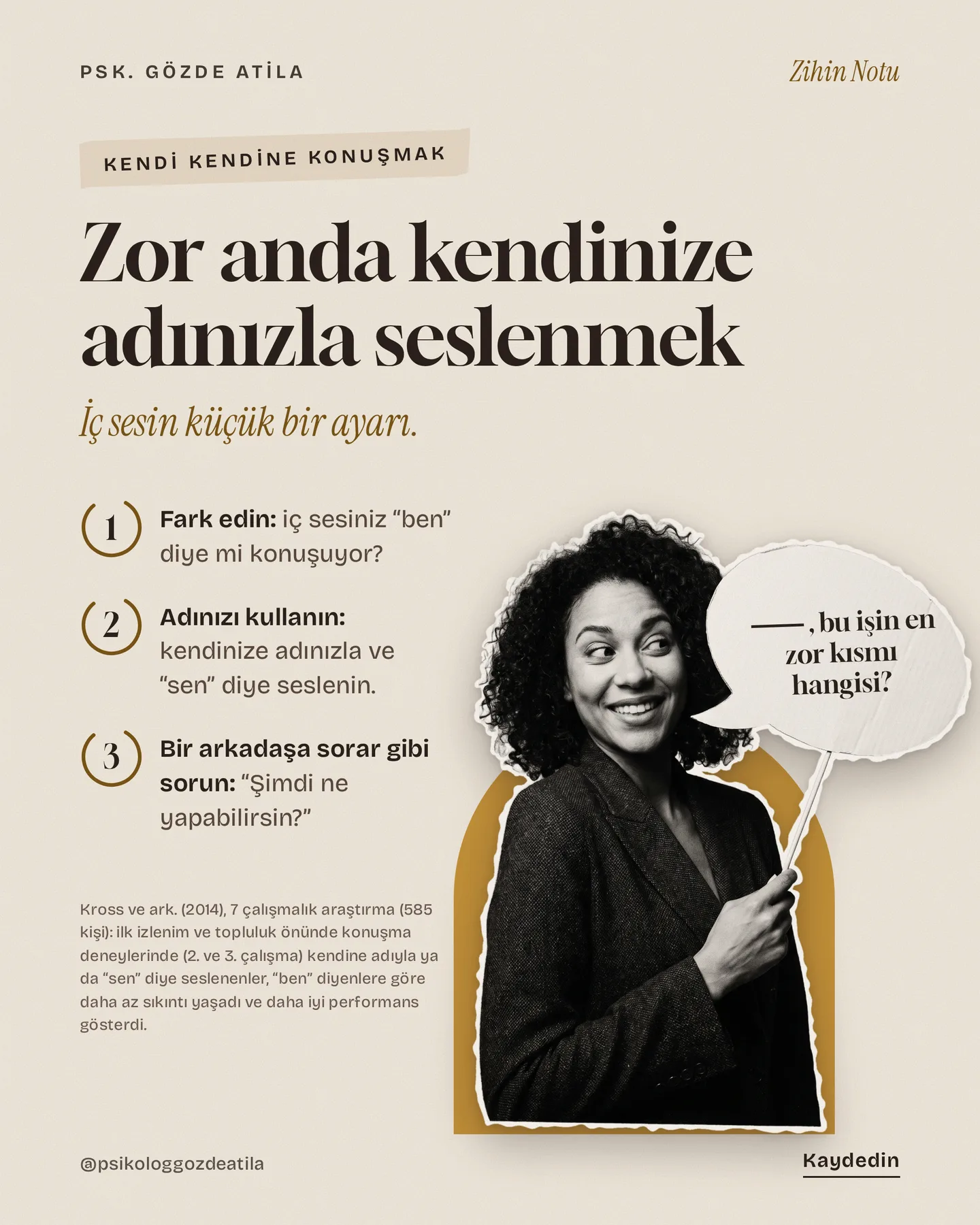 Gözde Atila Instagram gönderisi — Zihin Notu — zor anda kendinize adınızla seslenmek