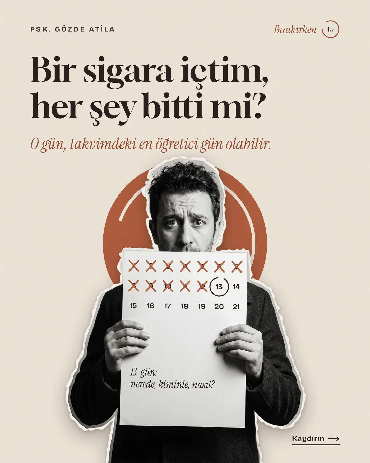 Gözde Atila kaydırmalı gönderi kapağı — "Bir sigara içtim, her şey bitti mi?"