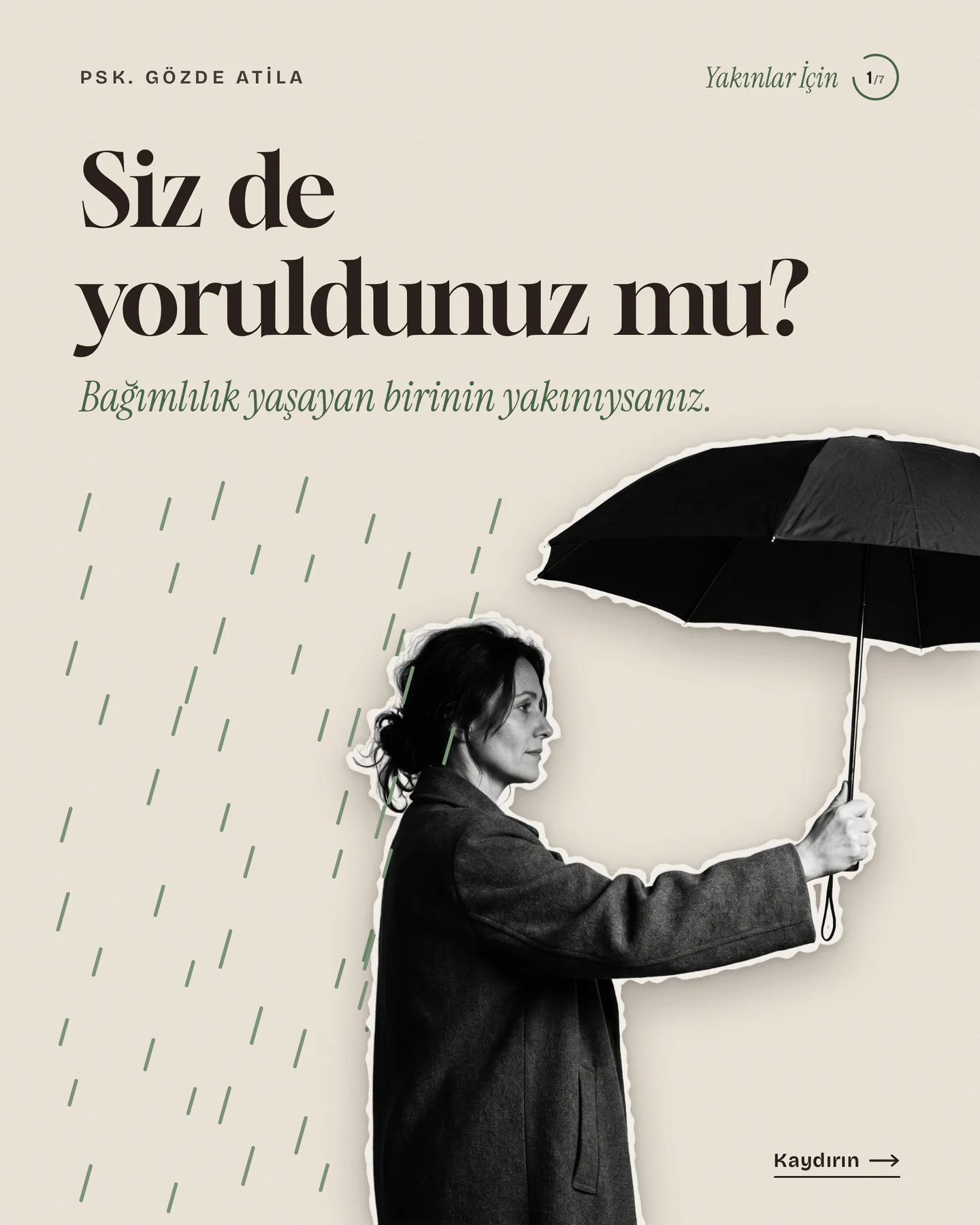 Gözde Atila kaydırmalı gönderi kapağı — "Siz de yoruldunuz mu?"