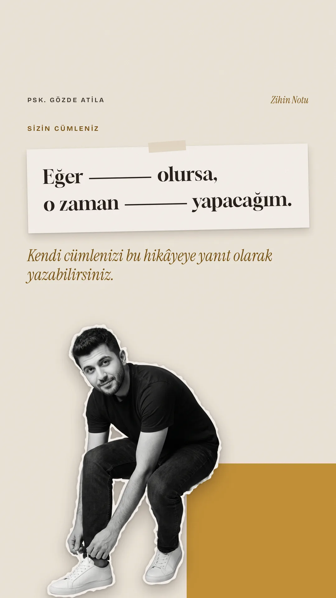 Gözde Atila Instagram story görseli — Sizin eğer-o zaman cümleniz