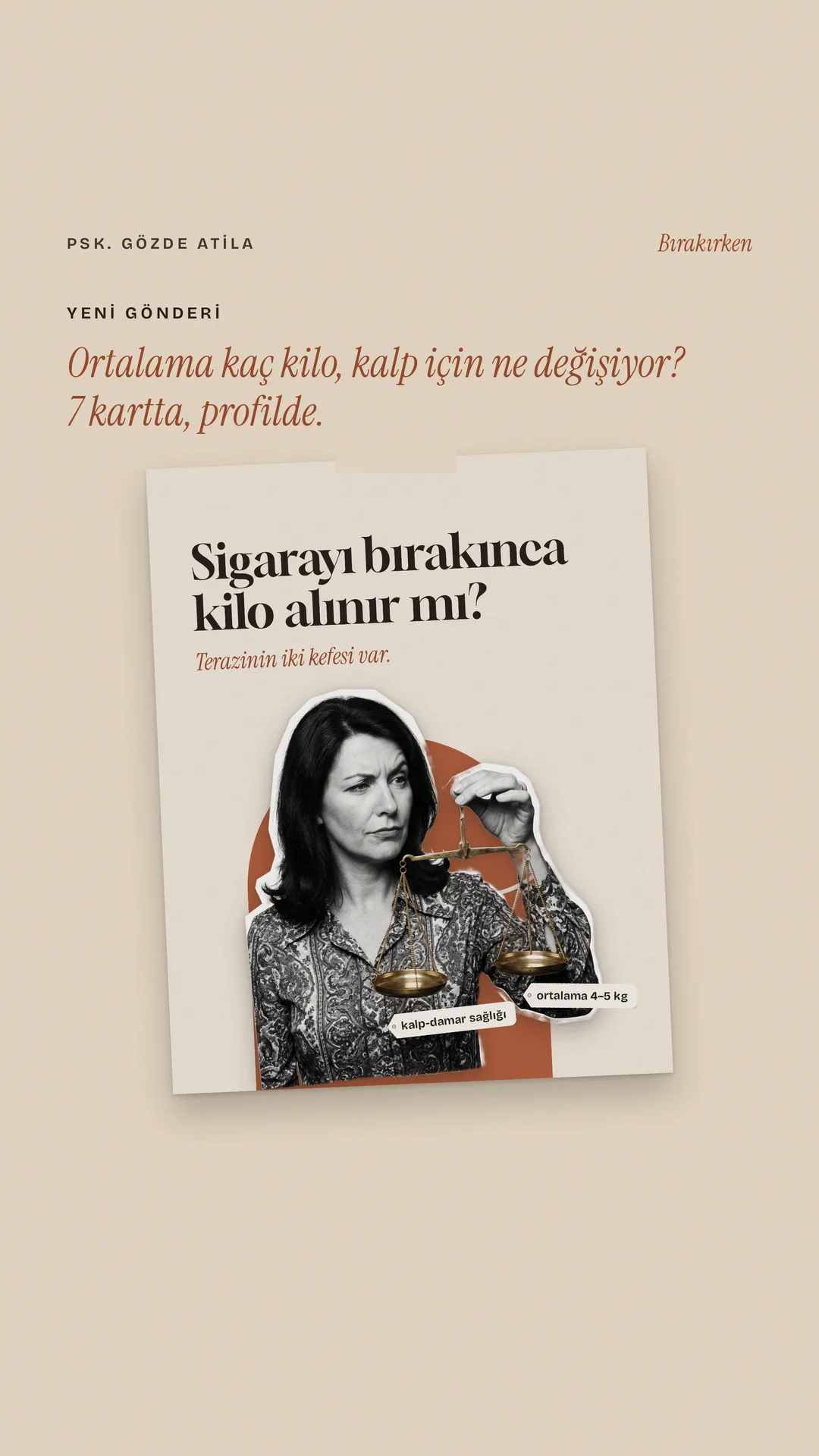 Gözde Atila Instagram story görseli — Kilo gönderisinin duyurusu