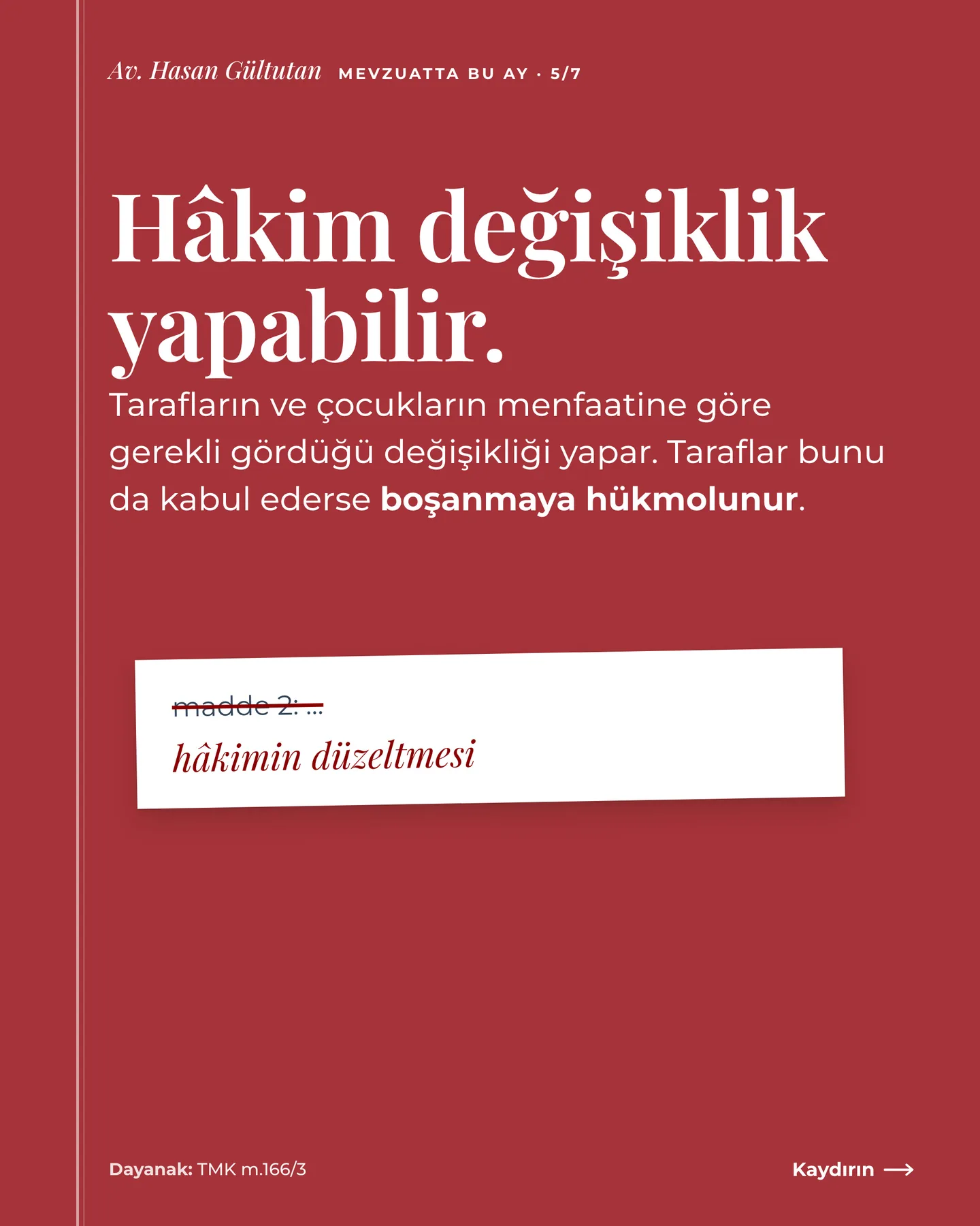 Av. Hasan Gültutan Instagram gönderisi — anlaşmalı boşanma için ne gerekiyor carousel'i, 5. kart