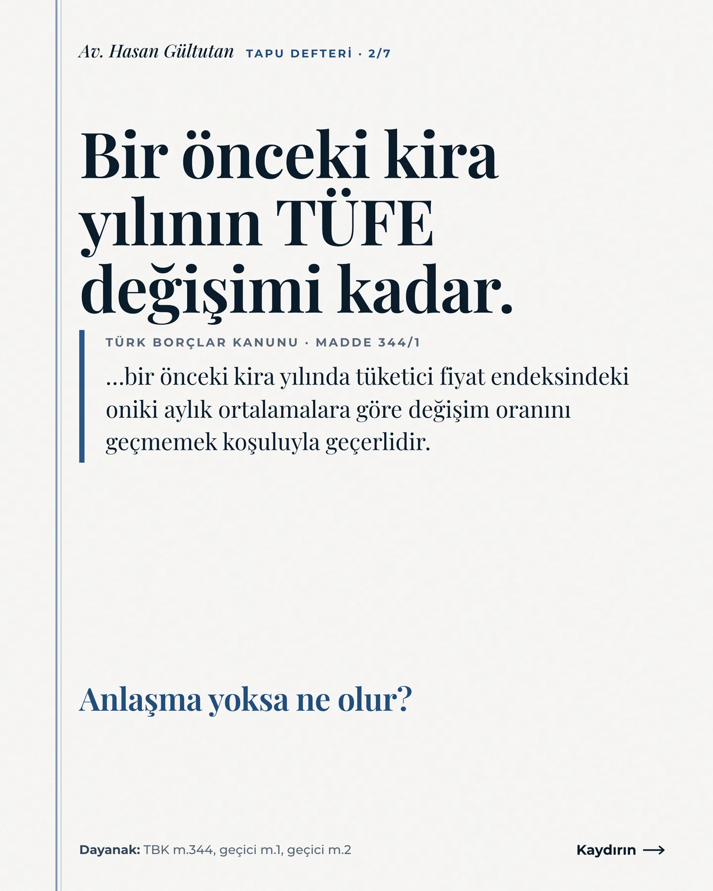 Av. Hasan Gültutan Instagram gönderisi — yeni kira yılında artış en çok ne kadar carousel'i, 2. kart