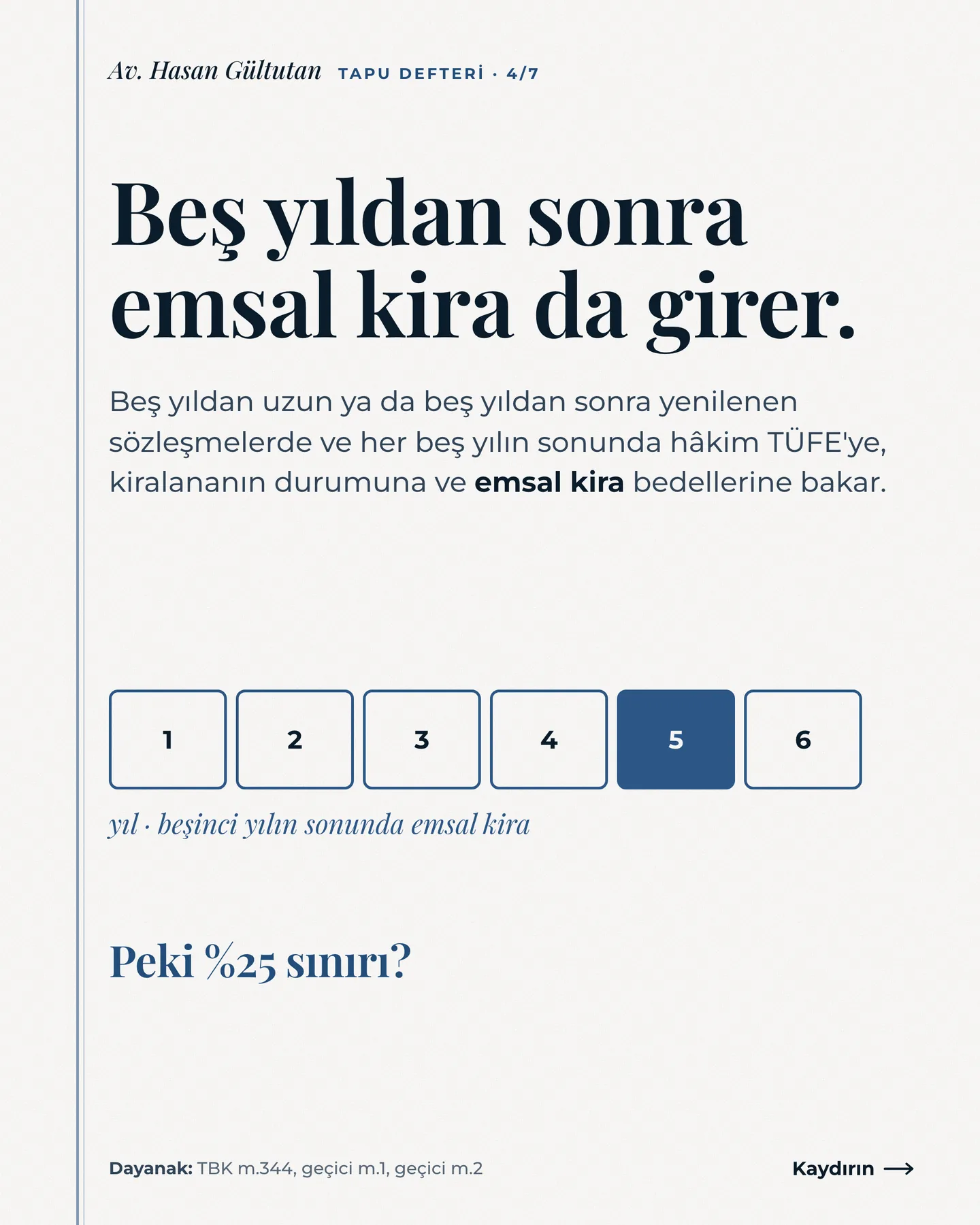 Av. Hasan Gültutan Instagram gönderisi — yeni kira yılında artış en çok ne kadar carousel'i, 4. kart