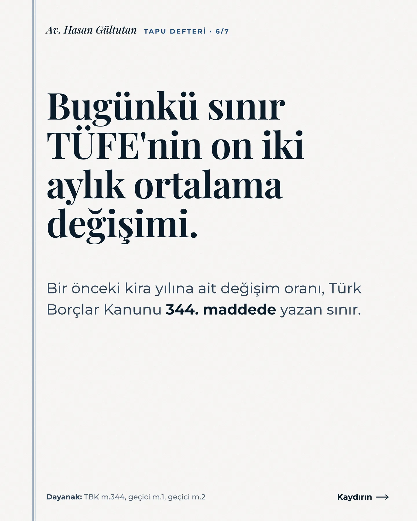 Av. Hasan Gültutan Instagram gönderisi — yeni kira yılında artış en çok ne kadar carousel'i, 6. kart
