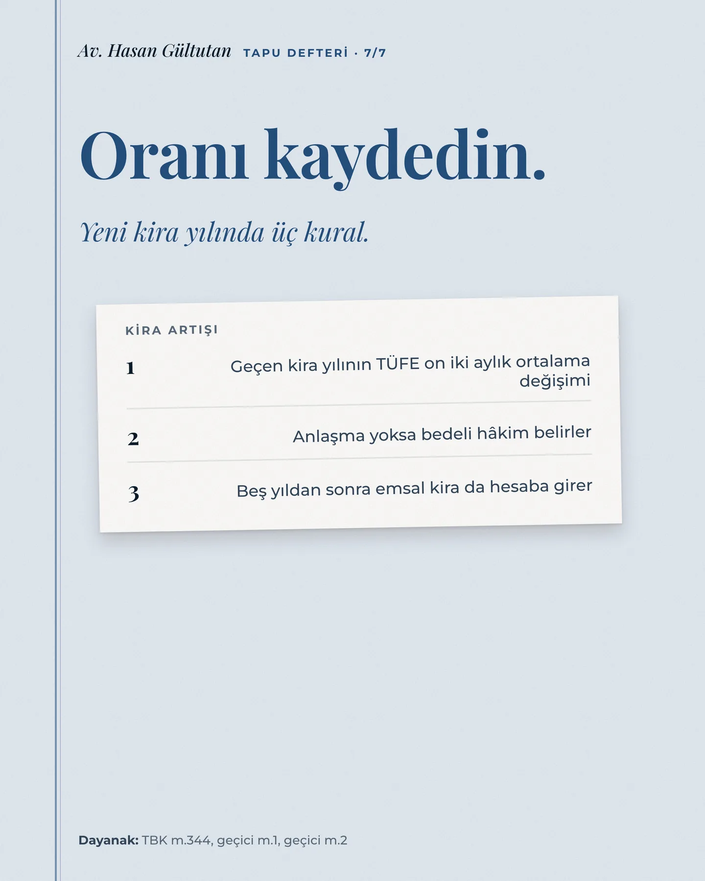 Av. Hasan Gültutan Instagram gönderisi — yeni kira yılında artış en çok ne kadar carousel'i, 7. kart