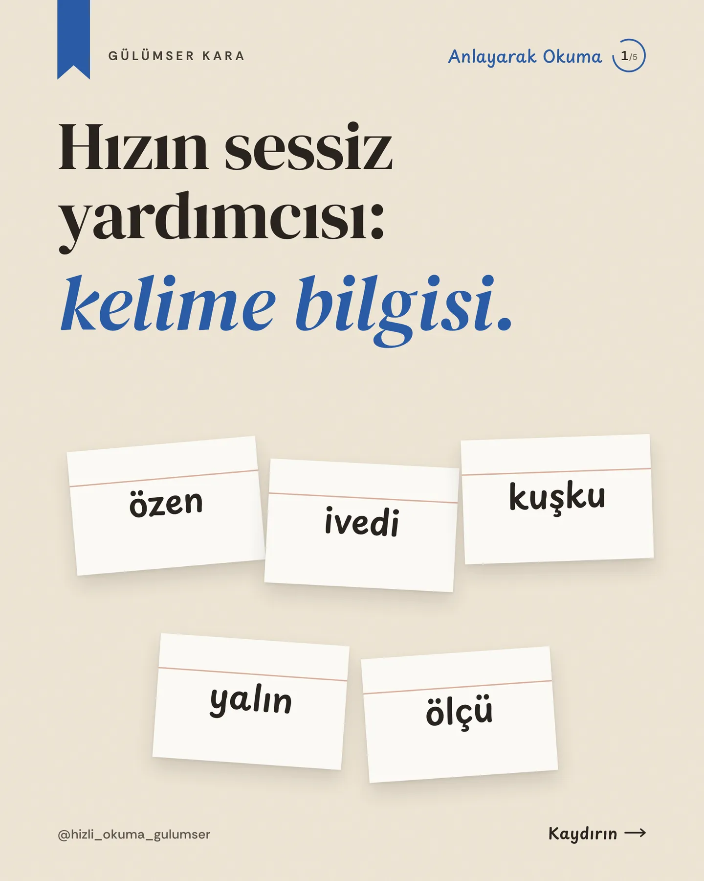 Hızlı Okuma Gülümser Instagram gönderisi — hızın sessiz yardımcısı kelime bilgisi