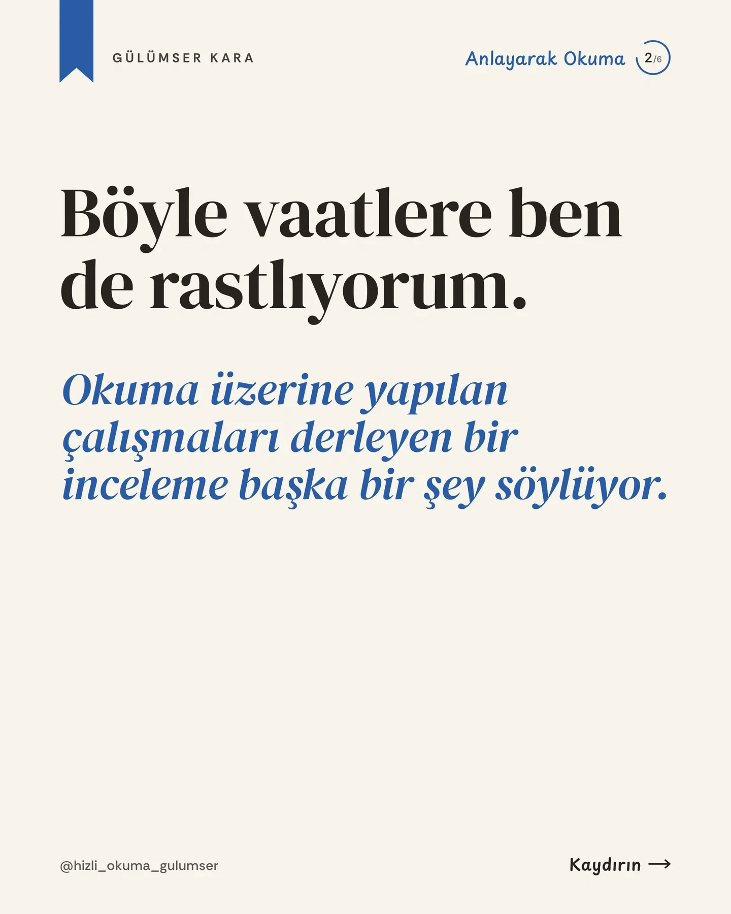 Hızlı Okuma Gülümser Instagram gönderisi — dakikada 3.000 kelime carousel'i, 2. kart