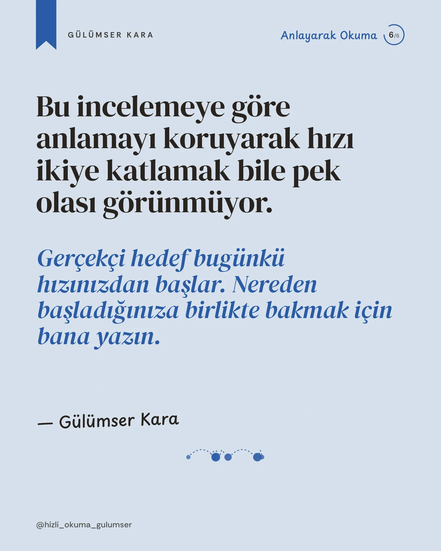 Hızlı Okuma Gülümser Instagram gönderisi — dakikada 3.000 kelime carousel'i, 6. kart