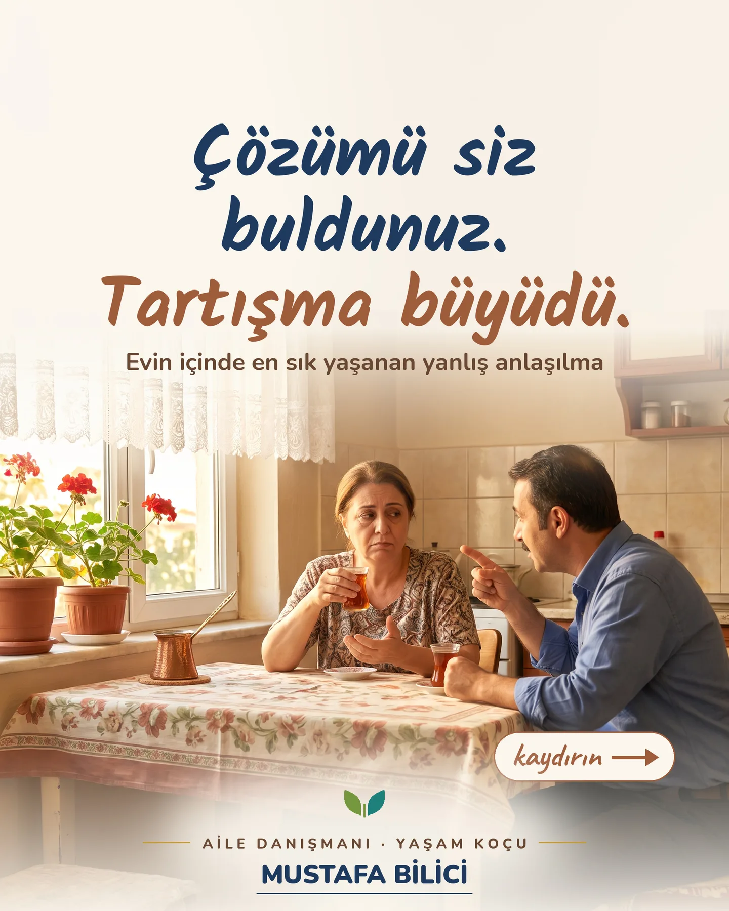 Çınar Ailem Instagram gönderisi — Evin Dili serisi, eşini dinlerken çözüm sunmak, 1. kart