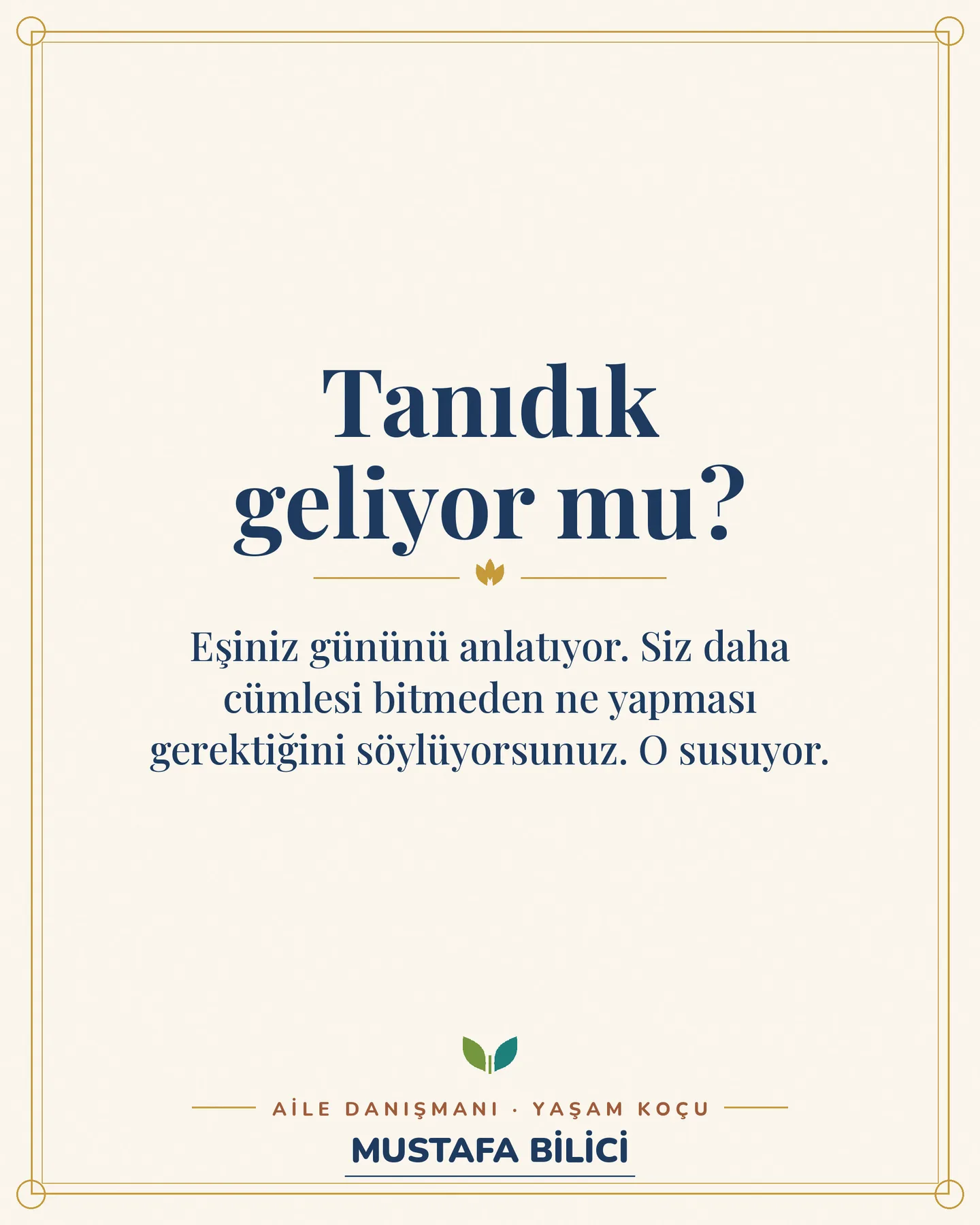 Çınar Ailem Instagram gönderisi — Evin Dili serisi, eşini dinlerken çözüm sunmak, 2. kart