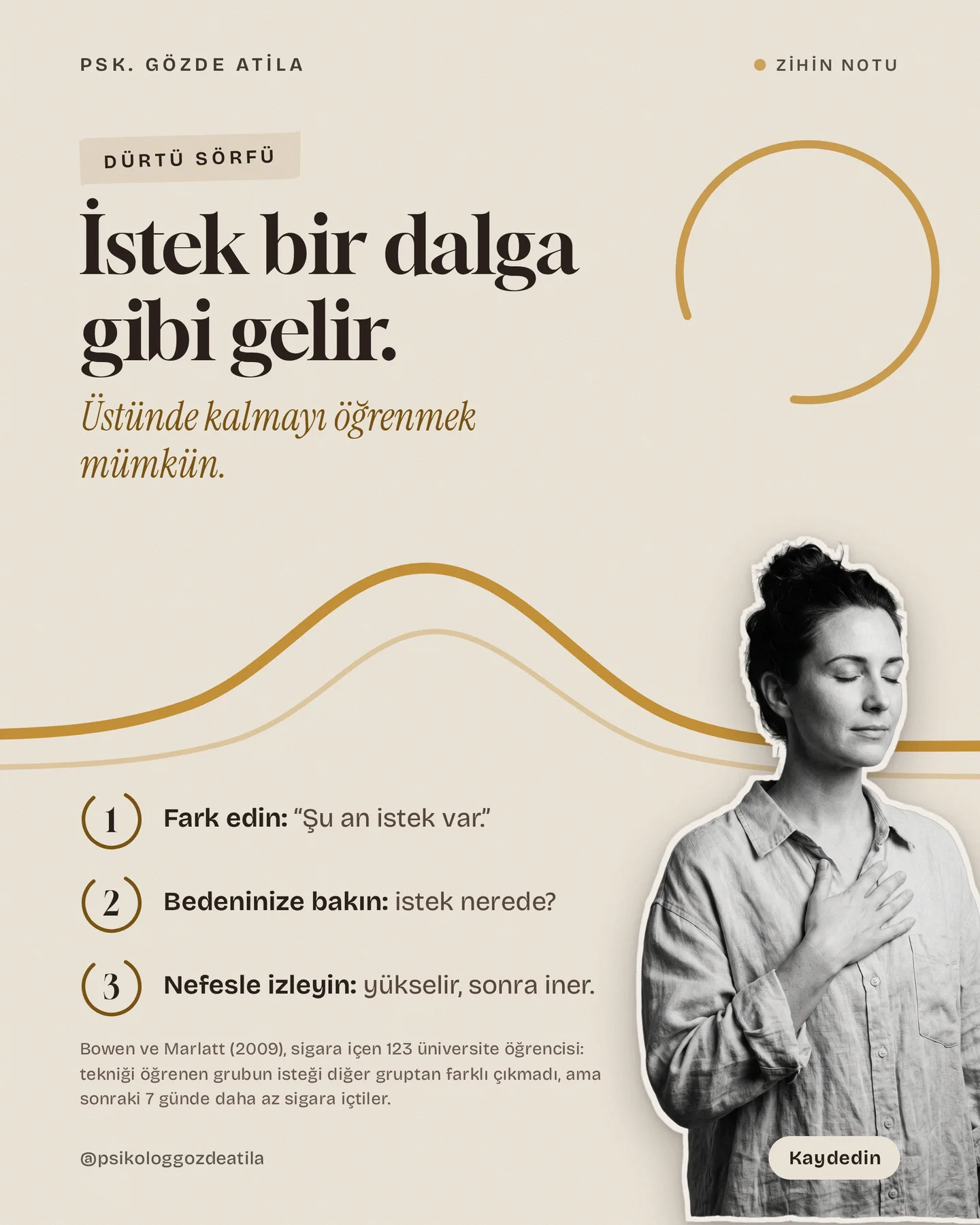 Gözde Atila Instagram gönderisi — Zihin Notu — istek bir dalga gibi gelir