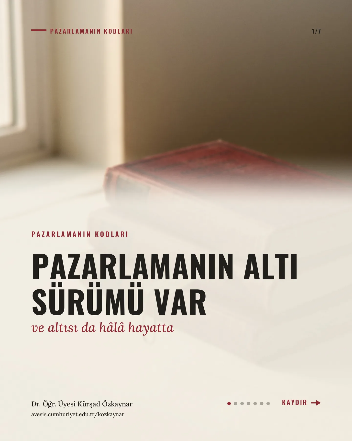 Kürşad Özkaynar konsept A — pazarlamanın kodları carousel'i, 1. kart