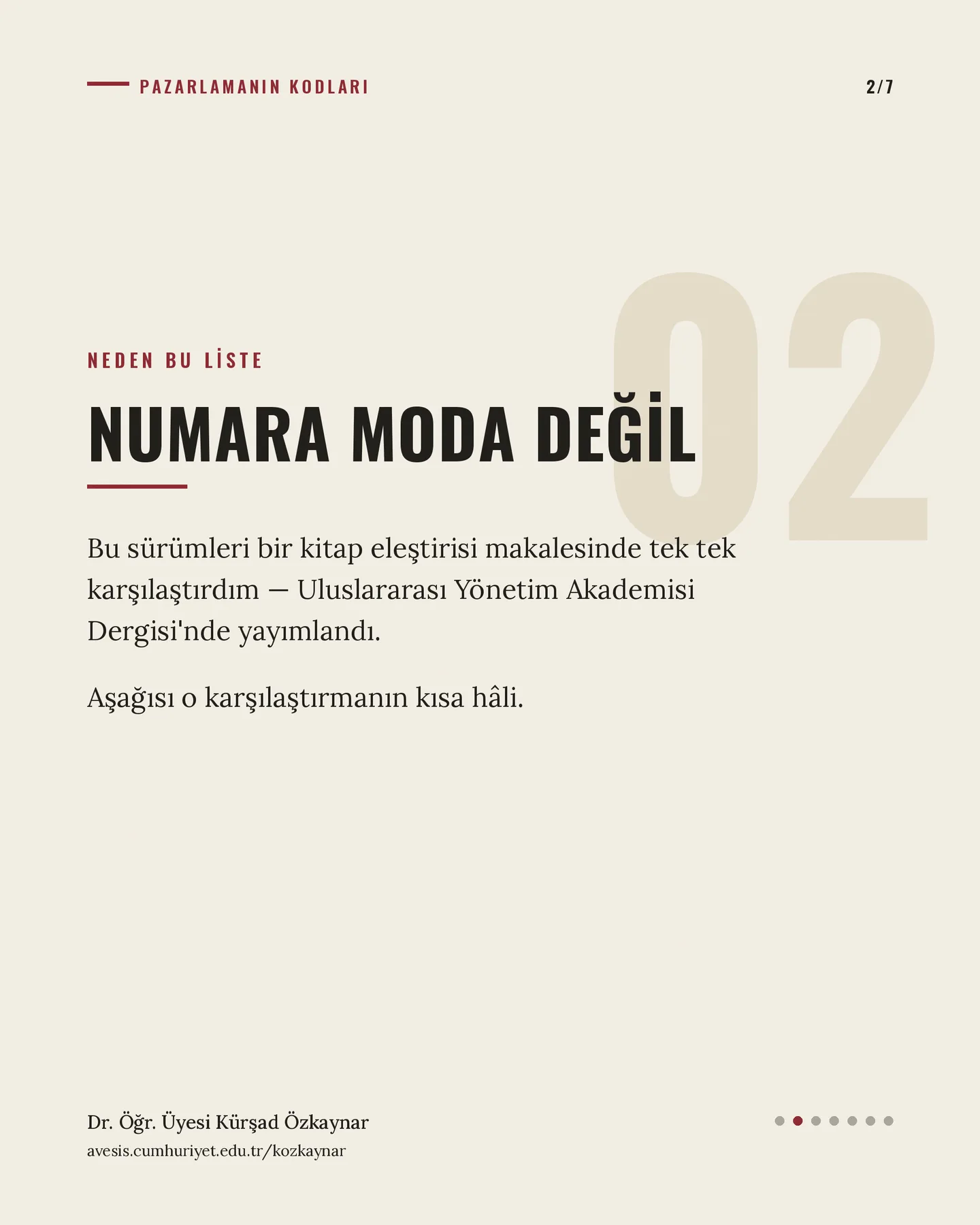 Kürşad Özkaynar konsept A — pazarlamanın kodları carousel'i, 2. kart