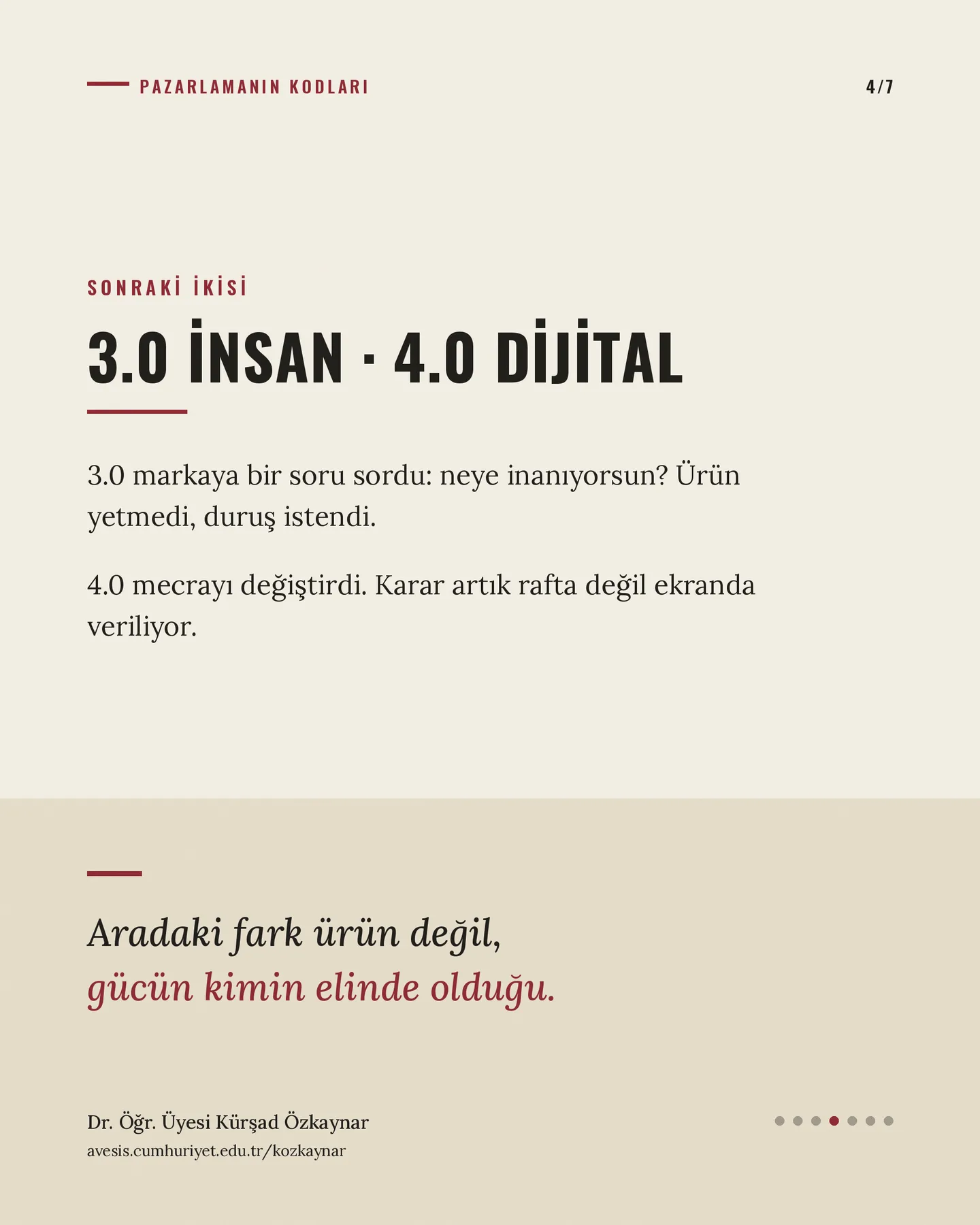 Kürşad Özkaynar konsept A — pazarlamanın kodları carousel'i, 4. kart