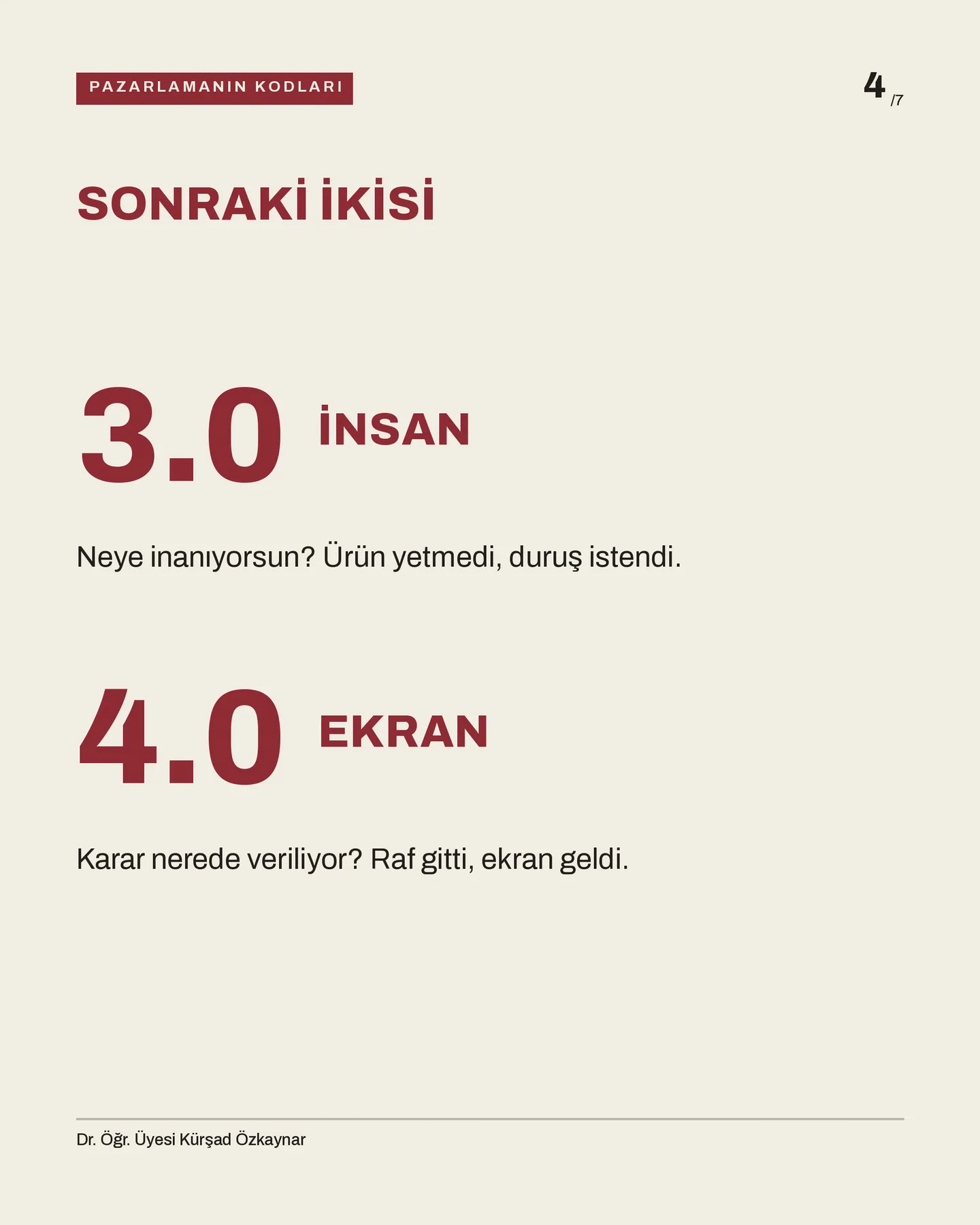 Kürşad Özkaynar konsept B — pazarlamanın altı basamağı carousel'i, 4. kart