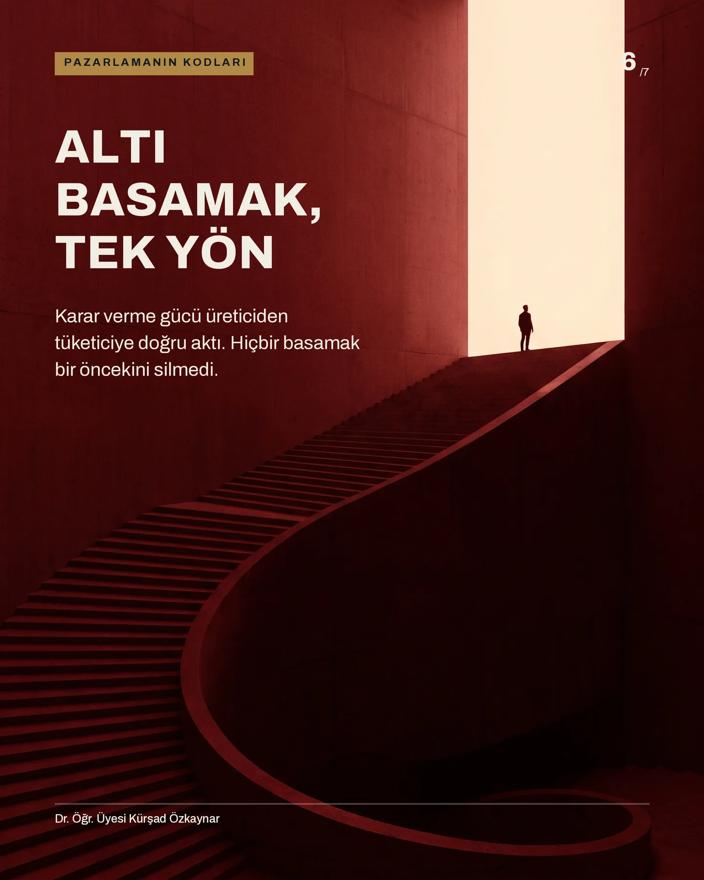 Kürşad Özkaynar konsept B — pazarlamanın altı basamağı carousel'i, 6. kart