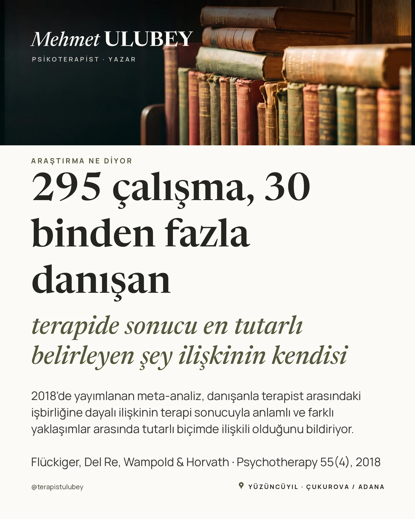 Mehmet Ulubey Instagram gönderisi — 295 çalışma ne gösteriyor