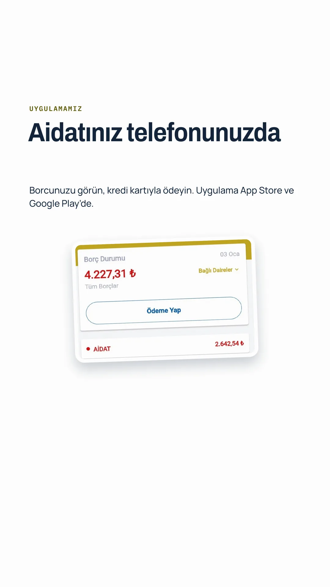 Siraç Yönetim Instagram hikâyesi — aidatınız telefonunuzda