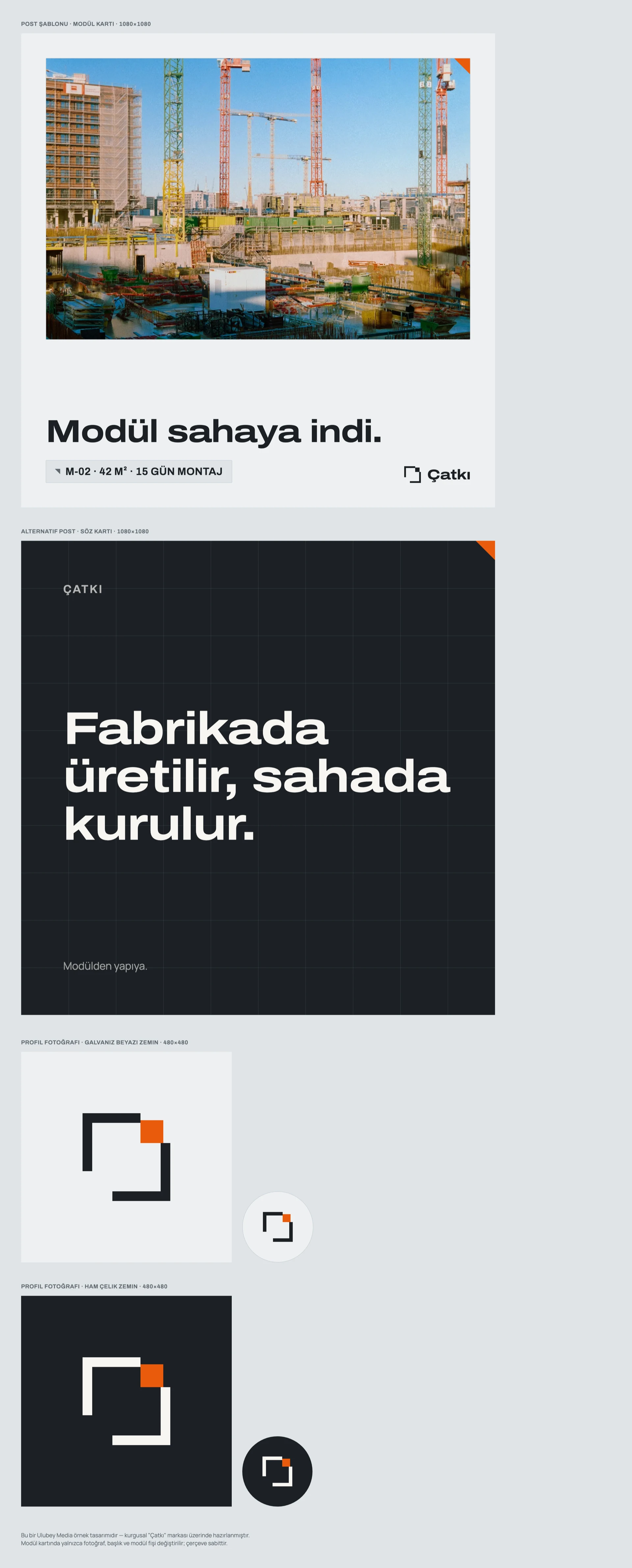 Prefabrik yapı firması sosyal medya gönderi şablonu ve profil görseli tasarımı