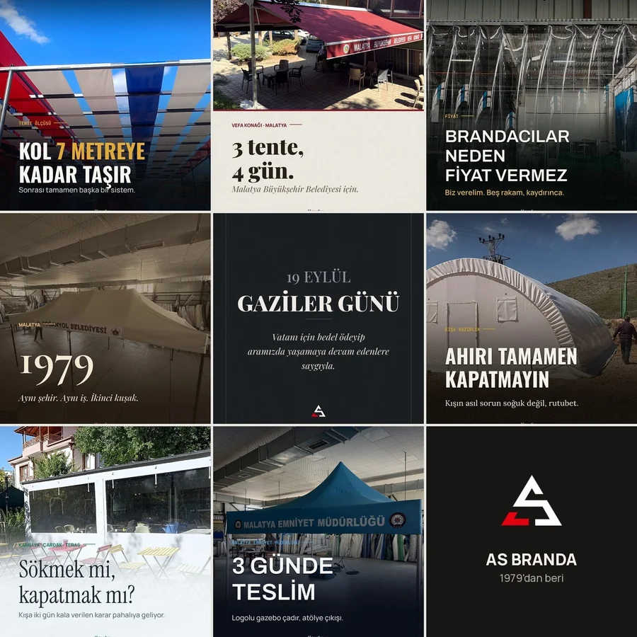 AS Branda Instagram profil ızgarası önizlemesi — Eylül ayının kapak kartları yan yana