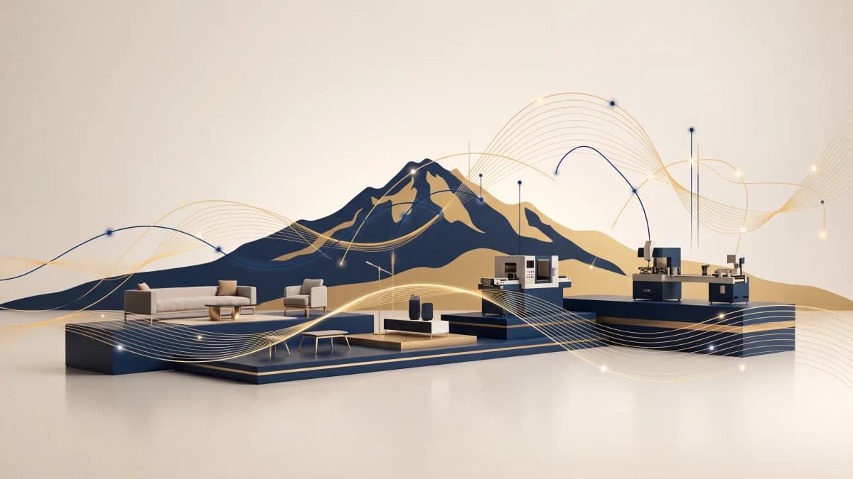 Kayseri dijital pazarlama — Erciyes silüeti ve mobilya/üretim showroom temalı kapak görseli.