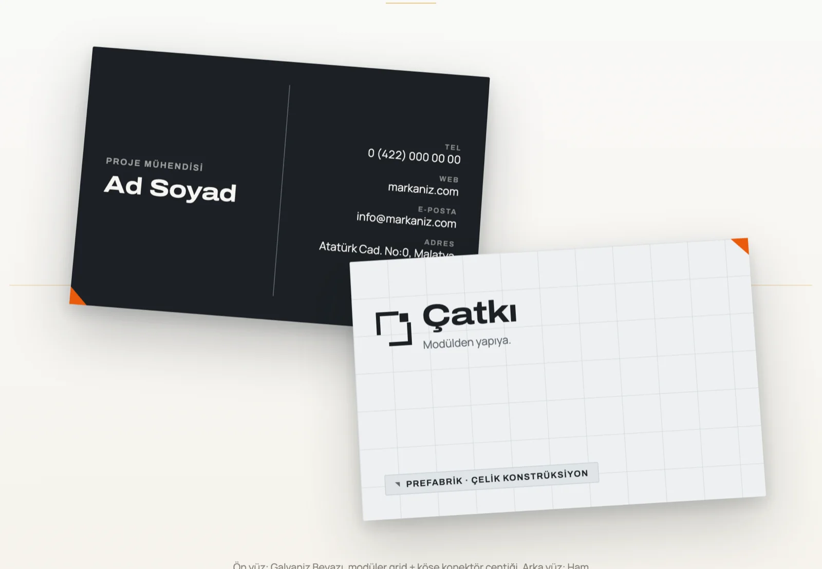 Kartvizit — ön ve arka yüz Prefabrik ve çelik yapı firması kartvizit tasarımı — ön ve arka yüz