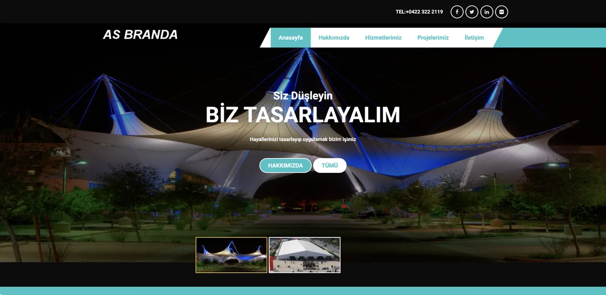 AS Branda'nın eski web sitesi — 2009'dan kalma hazır şablon, stok görseller