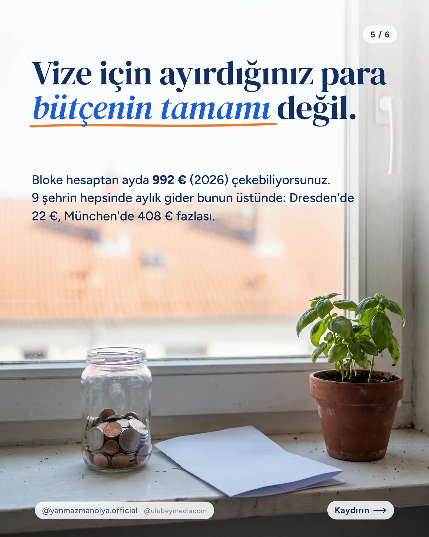 Manolya Itır Yanmaz Instagram gönderisi — Almanya'da öğrenci ayda kaça yaşar carousel'i, 5. kart