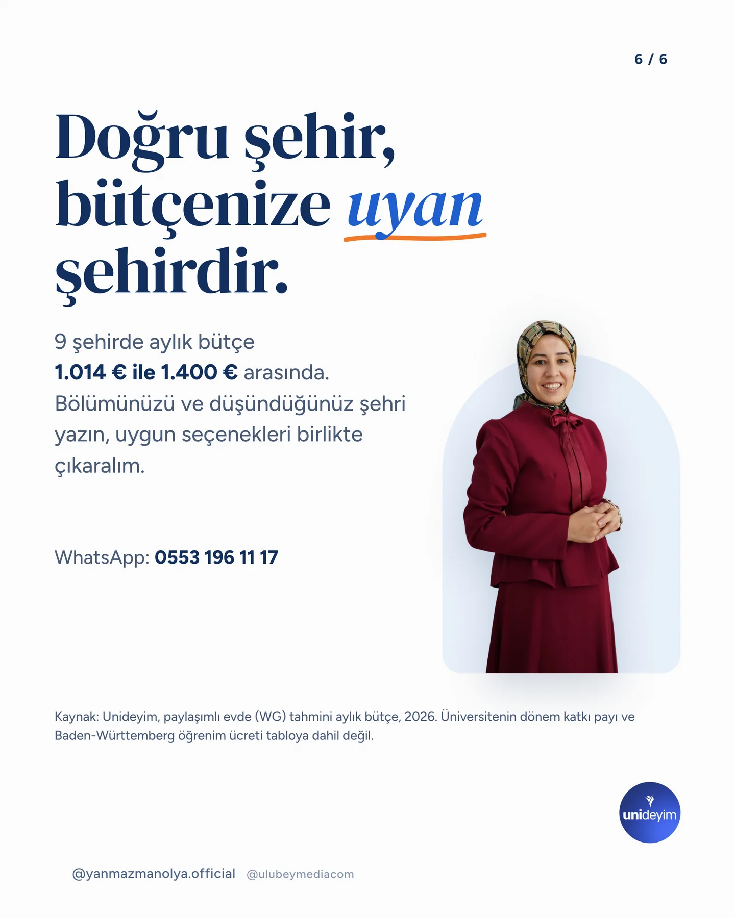 Manolya Itır Yanmaz Instagram gönderisi — Almanya'da öğrenci ayda kaça yaşar carousel'i, 6. kart