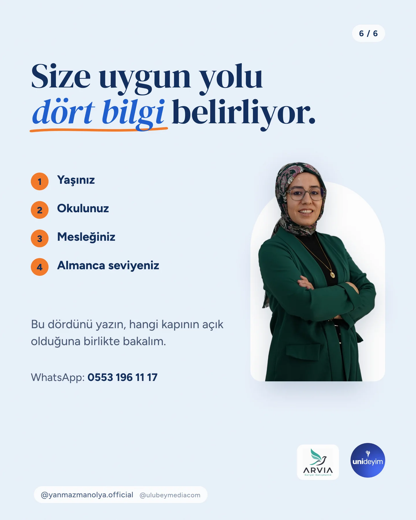Manolya Itır Yanmaz Instagram gönderisi — size uygun yol hangisi carousel'i, 6. kart