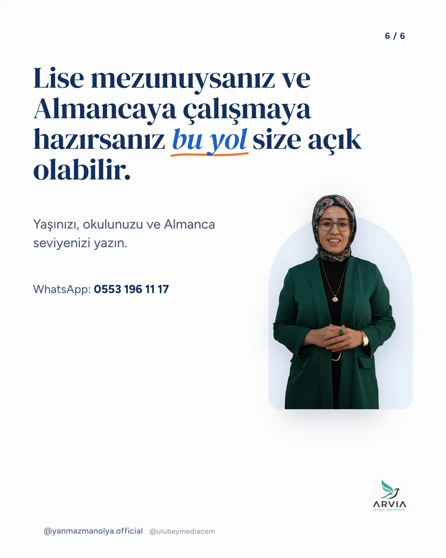 Manolya Itır Yanmaz Instagram gönderisi — bakım alanında meslek eğitimi carousel'i, 6. kart