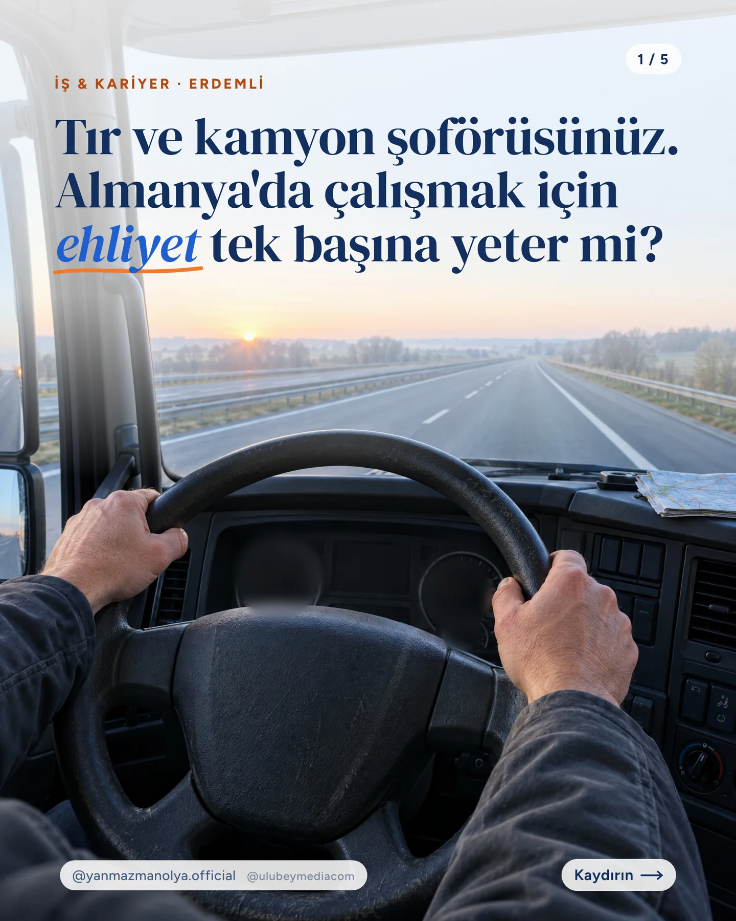 Manolya Itır Yanmaz Instagram gönderisi — ehliyet tek başına yeter mi carousel'i, 1. kart