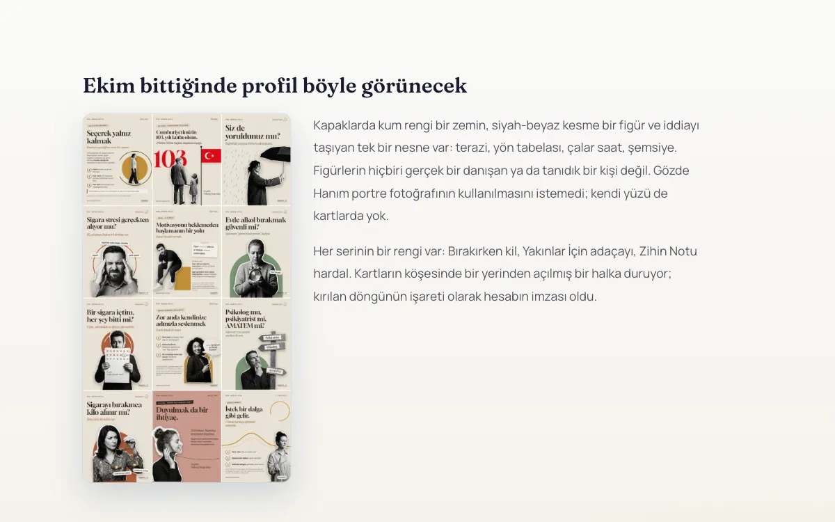 Gözde Atila örnek çalışması — kolaj kapaklı Instagram profil ızgarası